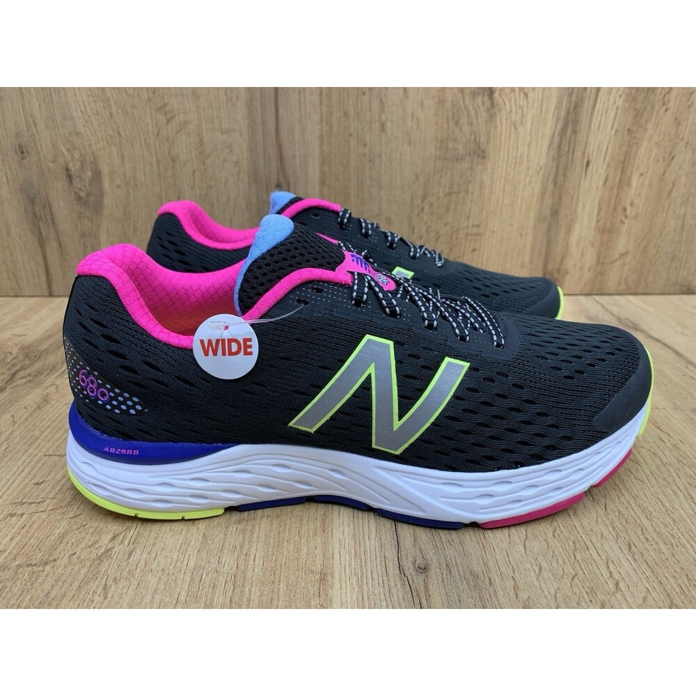 New Balance Fresh Foam 680 v6 Wide Women Running Shoes W680SD6 Black Pink 10.5 D - Picture 2 of 12